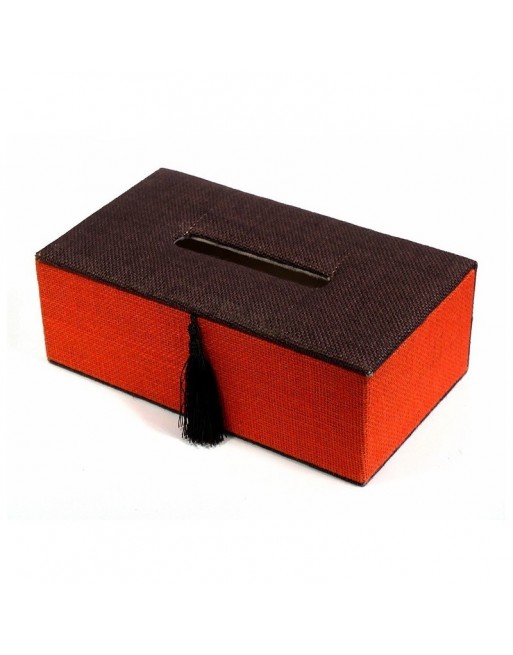 Boîte à mouchoirs décorative de fabrication artisanale marocaine de couleur orange et marron 