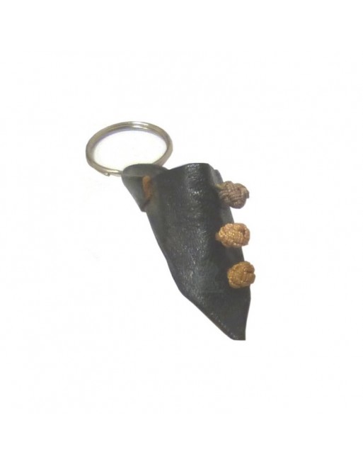 Porte-clés babouche traditionnelle marocaine en cuir noir avec nœuds décoratifs Porte-clés babouche traditionnelle marocaine en cuir noir avec nœuds décoratifs