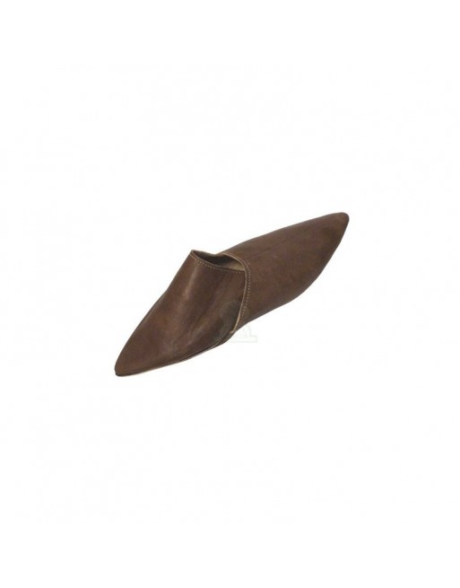 Babouches citadines fassi traditionnelles marocaines pour homme en cuir marron simple 