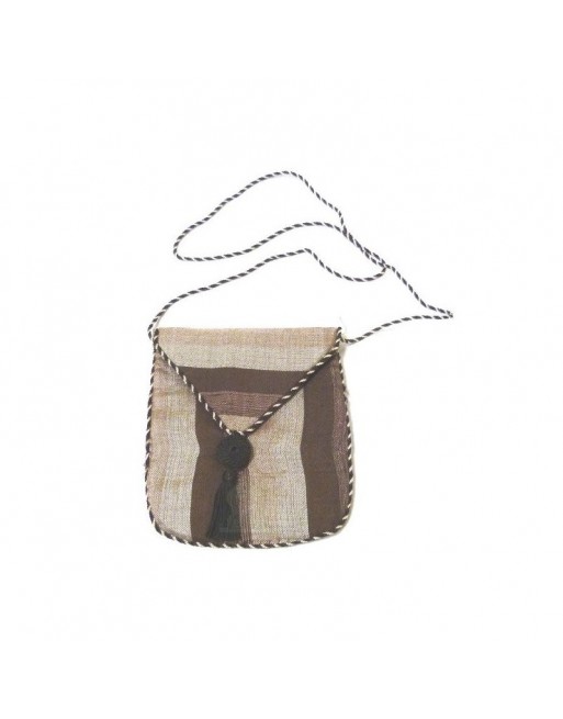 Pochette / Sac en tissu Sabra marocain de couleur marron et beige Pochette / Sac en tissu Sabra marocain de couleur marron et beige